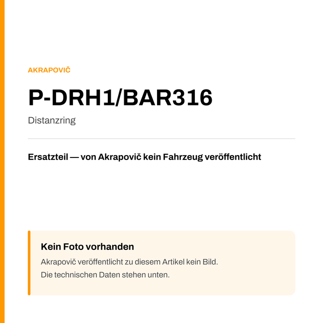 Akrapovic Distanzring P-DRH1/BAR316 — Platzhalter, kein Herstellerfoto verfügbar