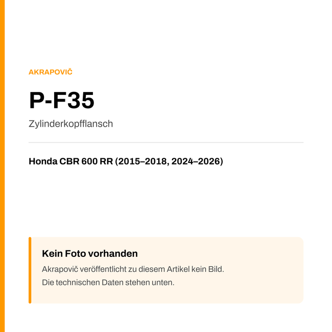Akrapovic Zylinderkopfflansch Honda CBR 600 RR (15-26) P-F35 — Platzhalter, kein Herstellerfoto verfügbar