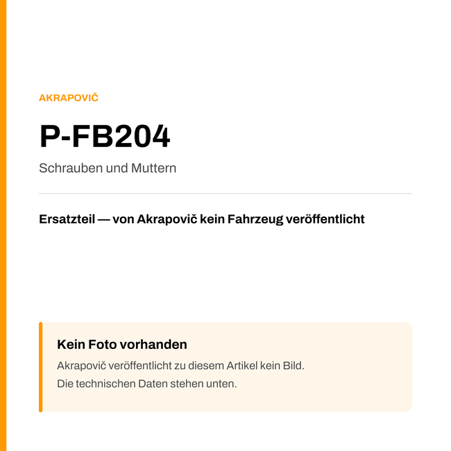 Akrapovic Schrauben und Muttern P-FB204 — Platzhalter, kein Herstellerfoto verfügbar