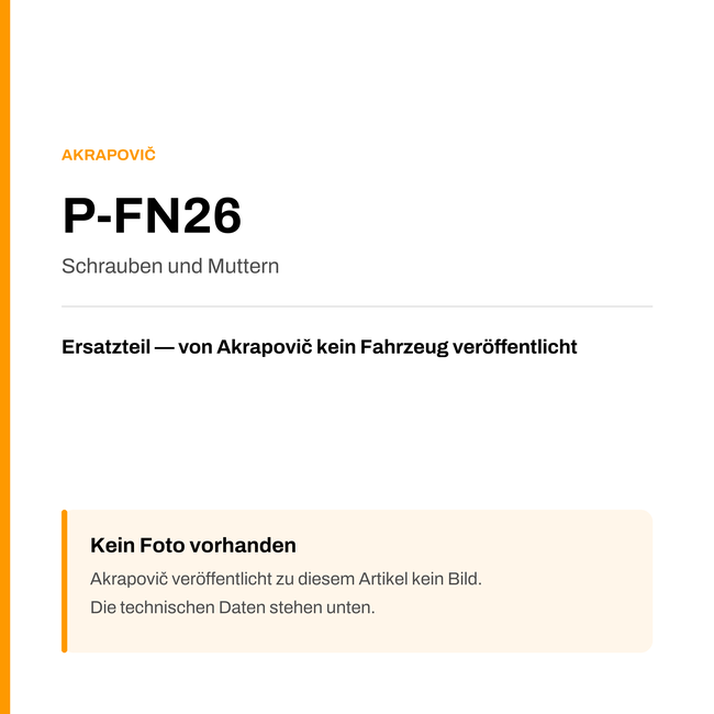 Akrapovic Schrauben und Muttern P-FN26 — Platzhalter, kein Herstellerfoto verfügbar