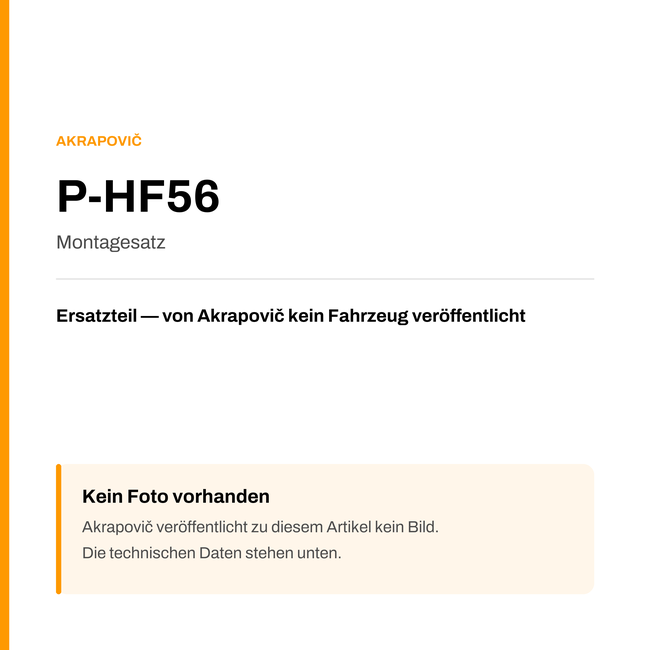 Akrapovic Montagesatz P-HF56 — Platzhalter, kein Herstellerfoto verfügbar