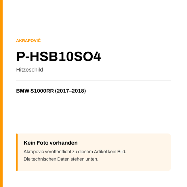 Akrapovic Hitzeschild BMW S1000RR (17-18) P-HSB10SO4 — Platzhalter, kein Herstellerfoto verfügbar