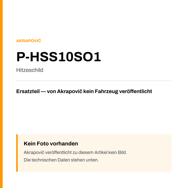 Akrapovic Hitzeschild P-HSS10SO1 — Platzhalter, kein Herstellerfoto verfügbar