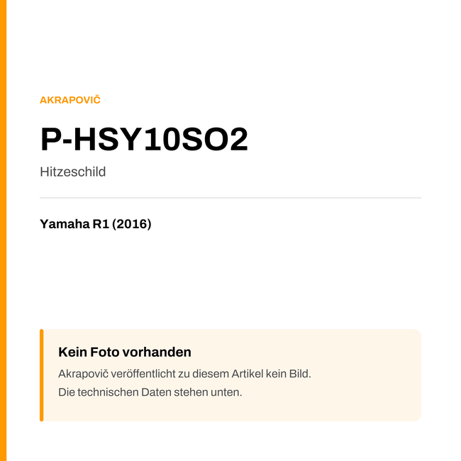 Akrapovic Hitzeschild Yamaha R1 (16-16) P-HSY10SO2 — Platzhalter, kein Herstellerfoto verfügbar