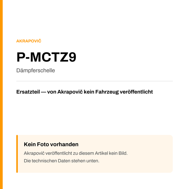Akrapovic Dämpferschelle P-MCTZ9 — Platzhalter, kein Herstellerfoto verfügbar