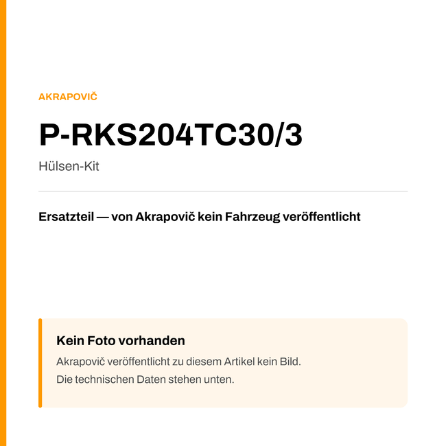 Akrapovic Hülsen-Kit P-RKS204TC30/3 — Platzhalter, kein Herstellerfoto verfügbar