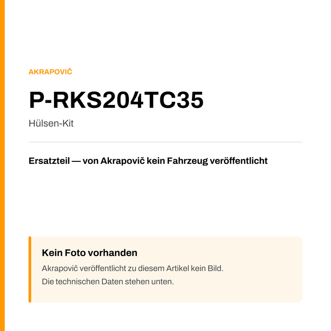 Akrapovic Hülsen-Kit P-RKS204TC35 — Platzhalter, kein Herstellerfoto verfügbar