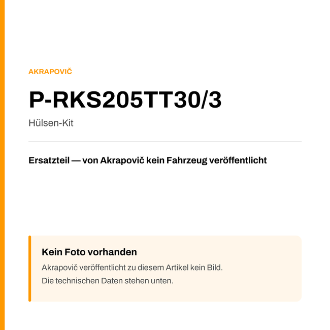 Akrapovic Hülsen-Kit P-RKS205TT30/3 — Platzhalter, kein Herstellerfoto verfügbar