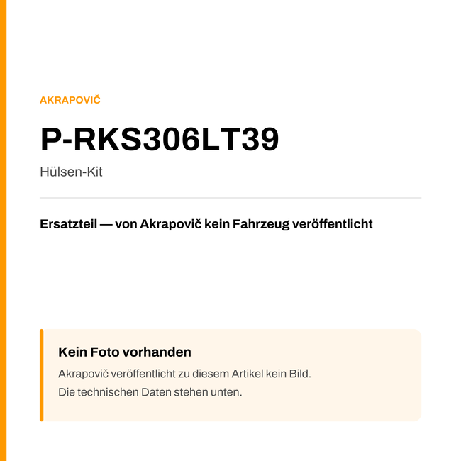 Akrapovic Hülsen-Kit P-RKS306LT39 — Platzhalter, kein Herstellerfoto verfügbar