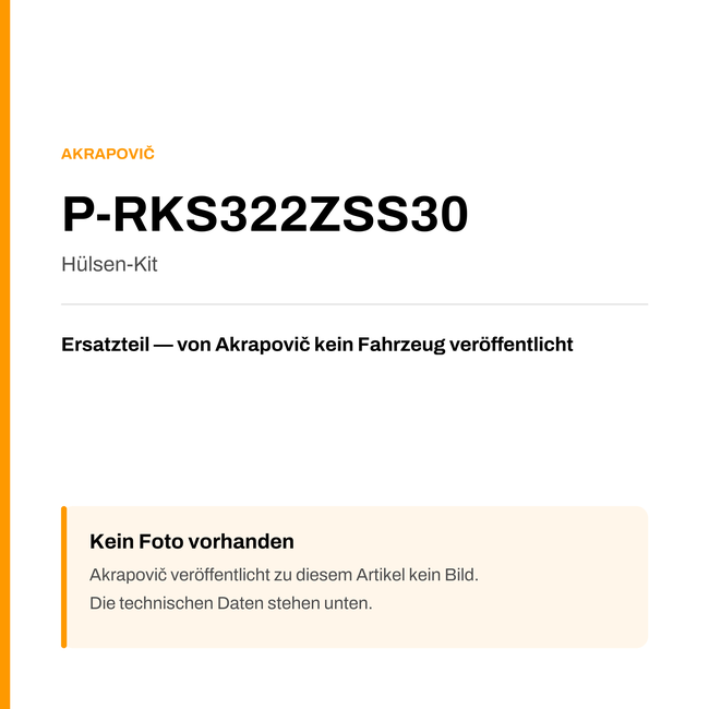 Akrapovic Hülsen-Kit P-RKS322ZSS30 — Platzhalter, kein Herstellerfoto verfügbar