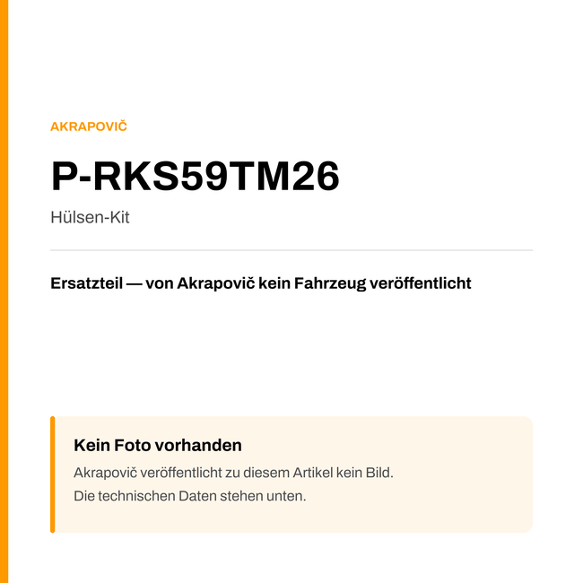 Akrapovic Hülsen-Kit P-RKS59TM26 — Platzhalter, kein Herstellerfoto verfügbar
