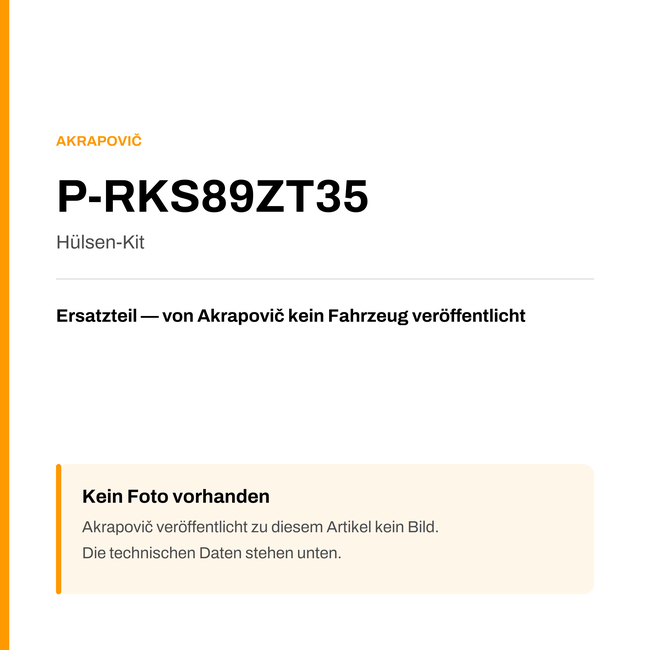 Akrapovic Hülsen-Kit P-RKS89ZT35 — Platzhalter, kein Herstellerfoto verfügbar
