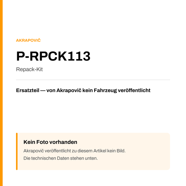 Akrapovic Repack-Kit P-RPCK113 — Platzhalter, kein Herstellerfoto verfügbar