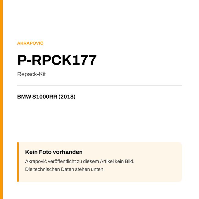 Akrapovic Repack-Kit BMW S1000RR (18-18) P-RPCK177 — Platzhalter, kein Herstellerfoto verfügbar