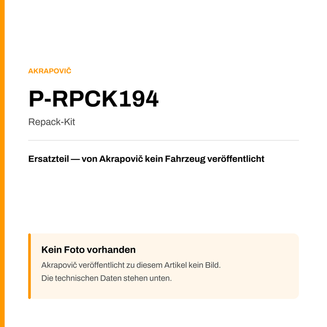 Akrapovic Repack-Kit P-RPCK194 — Platzhalter, kein Herstellerfoto verfügbar