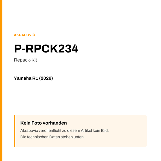 Akrapovic Repack-Kit Yamaha R1 (26-26) P-RPCK234 — Platzhalter, kein Herstellerfoto verfügbar