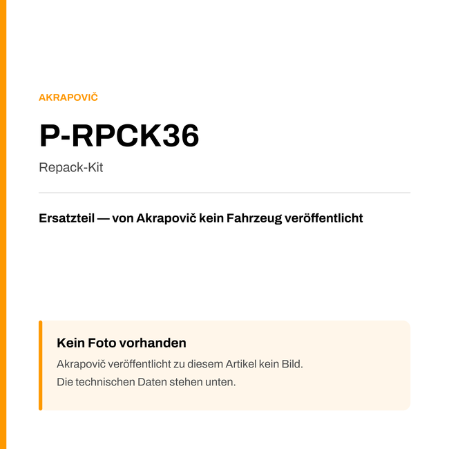 Akrapovic Repack-Kit P-RPCK36 — Platzhalter, kein Herstellerfoto verfügbar