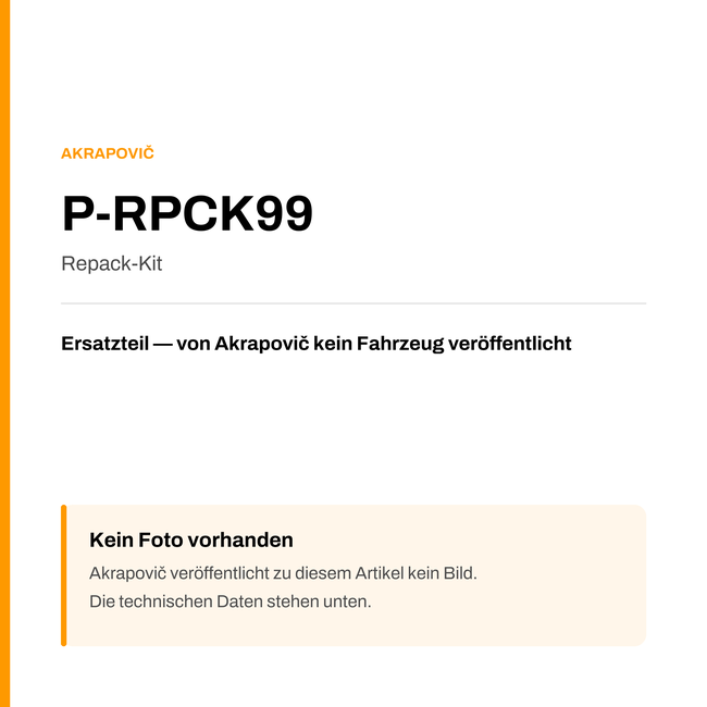 Akrapovic Repack-Kit P-RPCK99 — Platzhalter, kein Herstellerfoto verfügbar