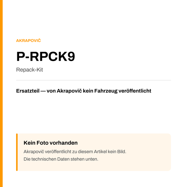 Akrapovic Repack-Kit P-RPCK9 — Platzhalter, kein Herstellerfoto verfügbar