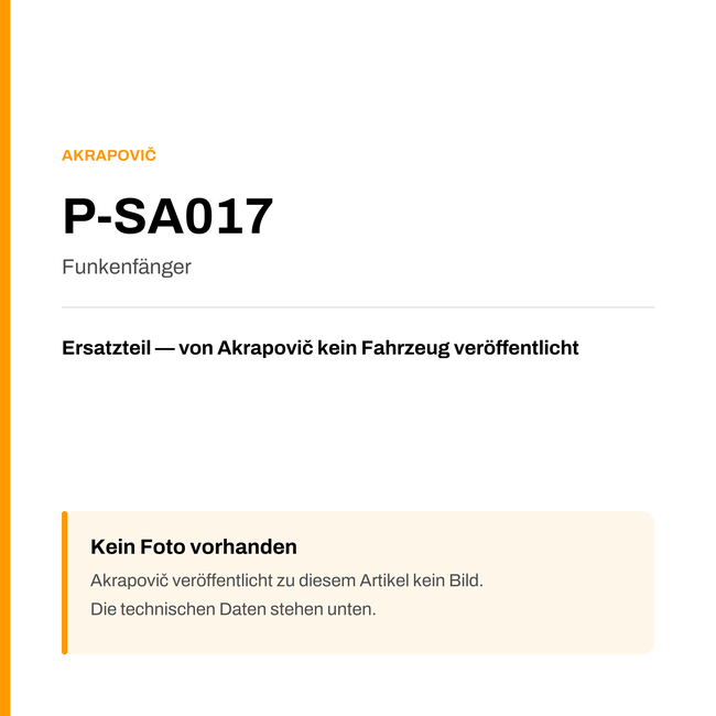 Akrapovic Funkenfänger P-SA017 — Platzhalter, kein Herstellerfoto verfügbar
