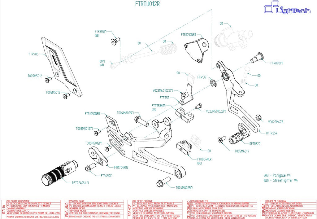 Sustav za noge R LightAch Ducati Panigale V4/S (18-23)