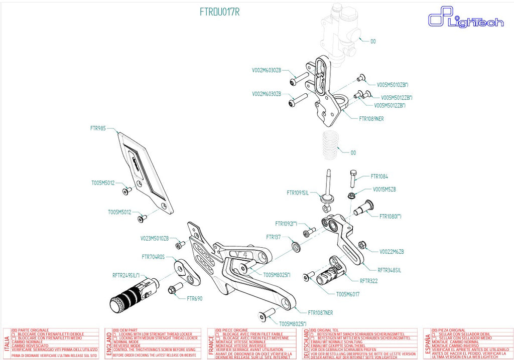 Systém Foowrest R Lightech Ducati Panigale V4/S (2025) FTRDU017R