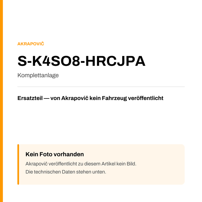 Akrapovic Komplettanlage S-K4SO8-HRCJPA — Platzhalter, kein Herstellerfoto verfügbar