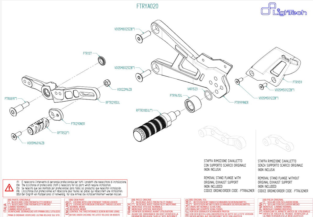 Footroesting System Track-Feuse Yamaha YZF-R1/M RN32, RN49 & RN65 (15-25) Ftrya020