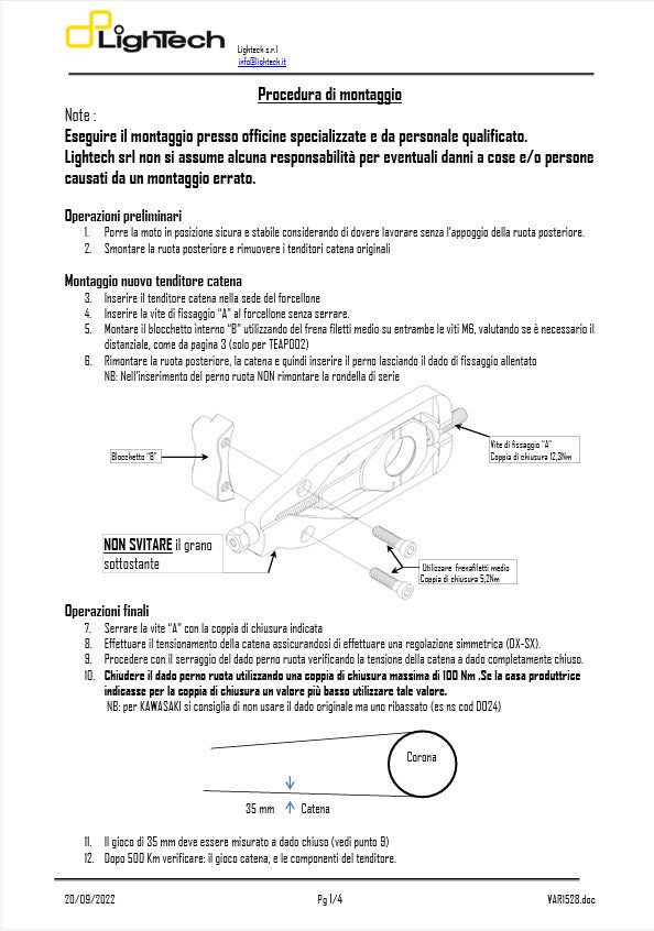 Chuỗi bộ căng Lightech Suzuki GSX-R 600 & 750 (11-16) TESU004