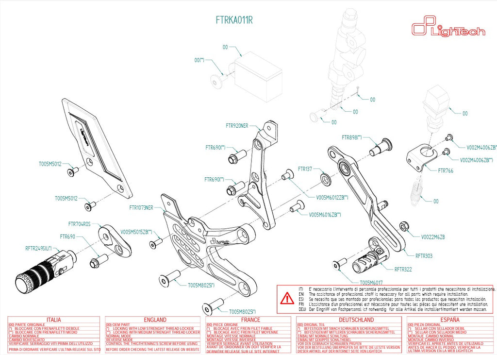ระบบที่วางเท้า R Lightech Kawasaki ZX-10 R/RR (21-25) FTRKA011R