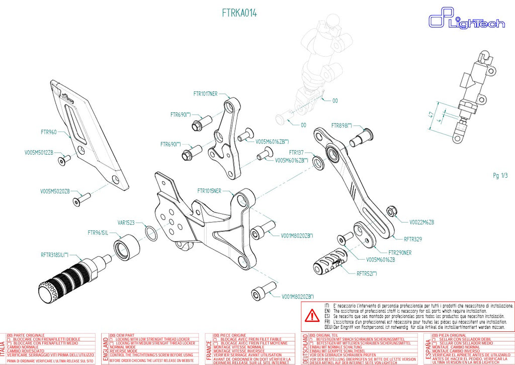 Footresting system Track-Feus Lightech Kawasaki ZX-4 RR (23-25) FTRKA014