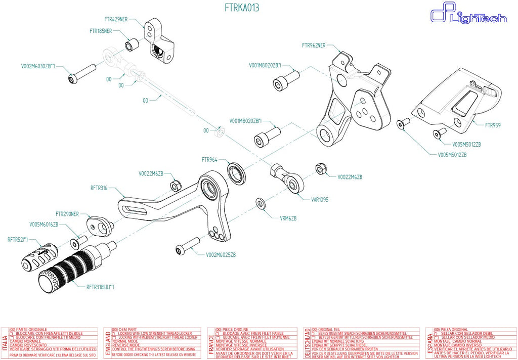 Footrest Facility Track-Feus Lightech Kawasaki Ninja 400 (18-23) Ftrka013
