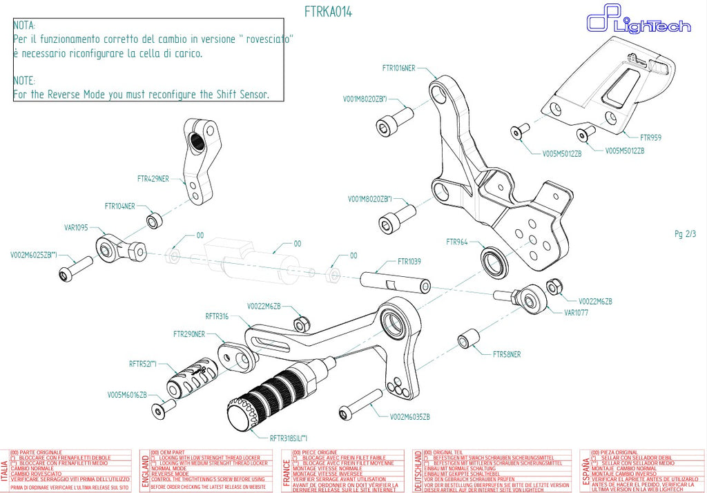 Footresting system Track-Feus Lightech Kawasaki ZX-4 RR (23-25) FTRKA014