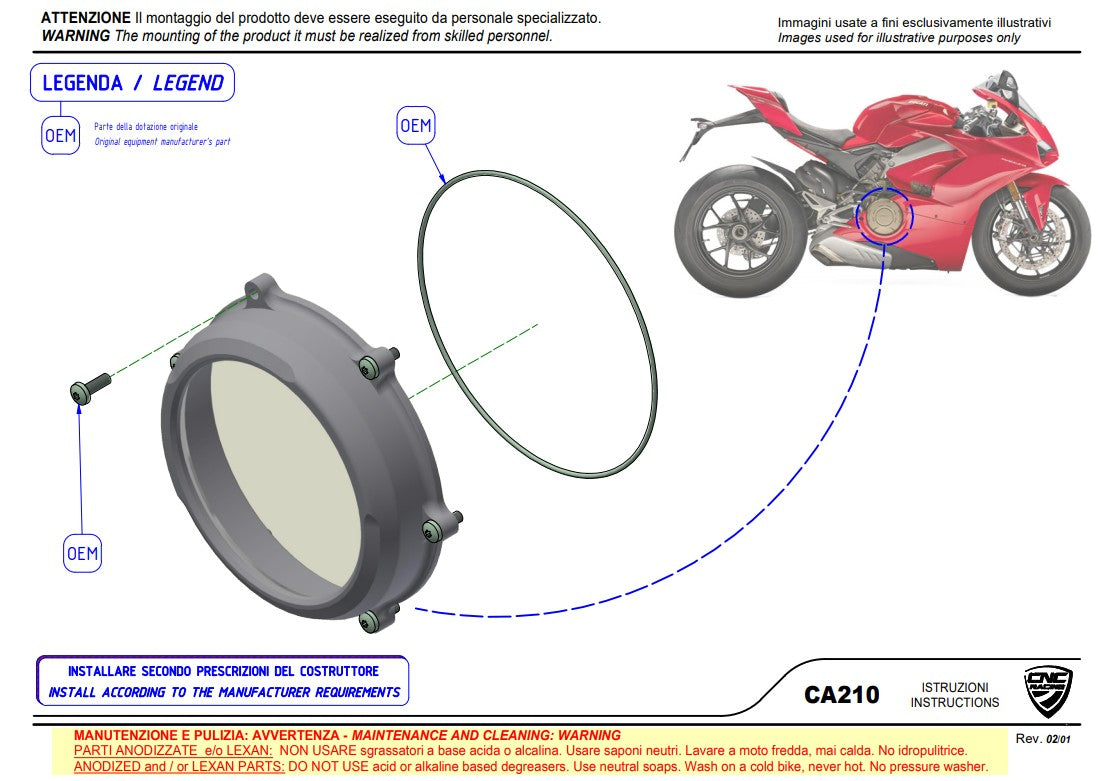 Transparent clutch cover CNC Racing Ducati Panigale V4/S (2025) CA210S 