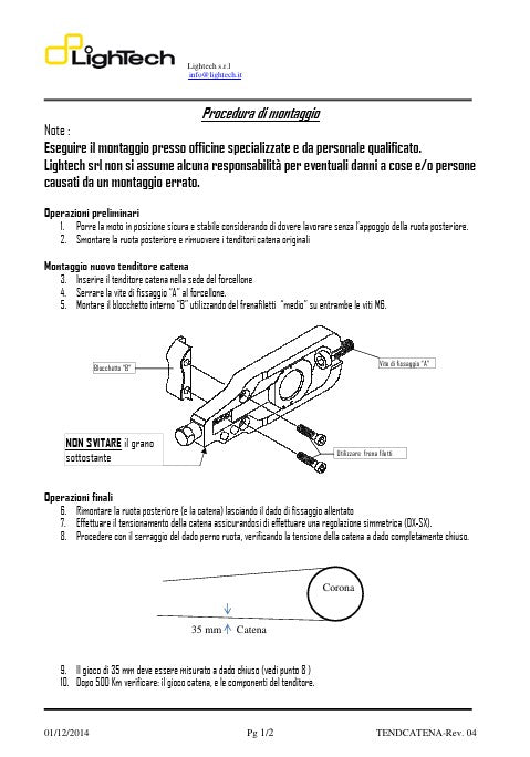 Řetězový napínač Lightech Aprilia RSV4/Factory/R (09-14) Teap001