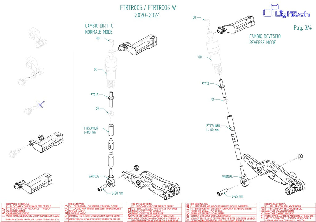 Footrest System Light-Tech Triumph Street Triple 765 S / R / RS（17-25）FTRTR005