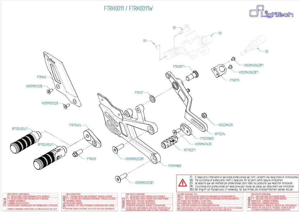 Fußrastenanlage LighTech Honda CBR 1000 RR-R SC82 (20-25) FTRHO011/W