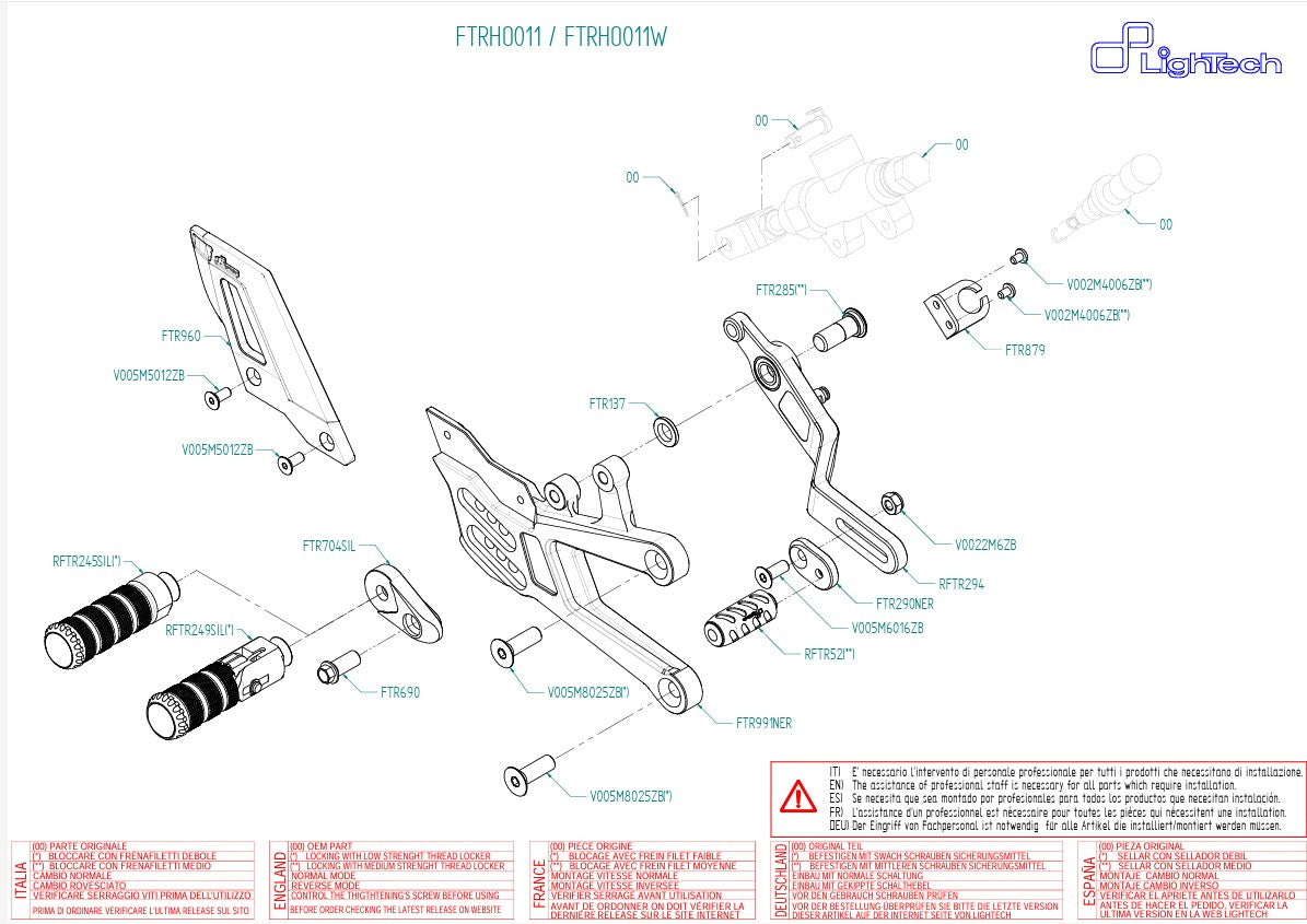 Fußrastenanlage LighTech Honda CBR 1000 RR-R SC82 (20-26) FTRHO011/W