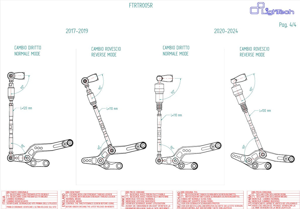 نظام Footrest R Lightech Triumph Street Triple 765 S / R / RS (17-25) FTRTR005R