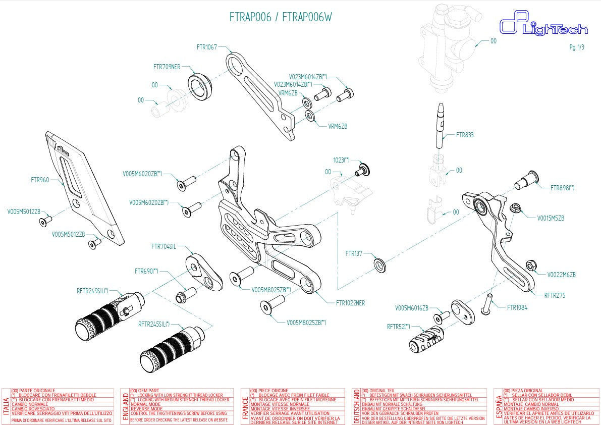 Système de freinage LighTech inverse pour Aprilia RSV4/RF/RR/1100 Factory (17-25) FTRAP006/W 