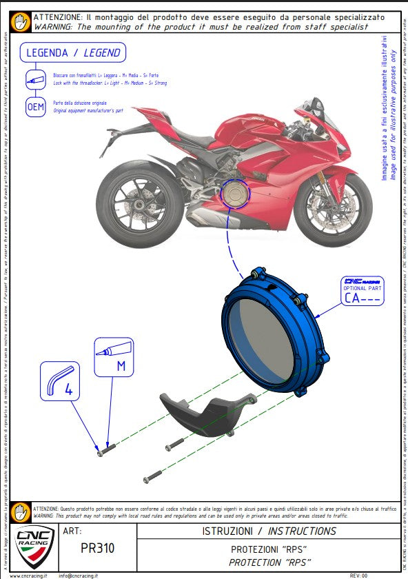 Protetor de embreagem em alumínio capa de proteção Pramac Racing Edição Limitada CNC Racing Ducati Panigale V4/S (2025) PR310BPR 