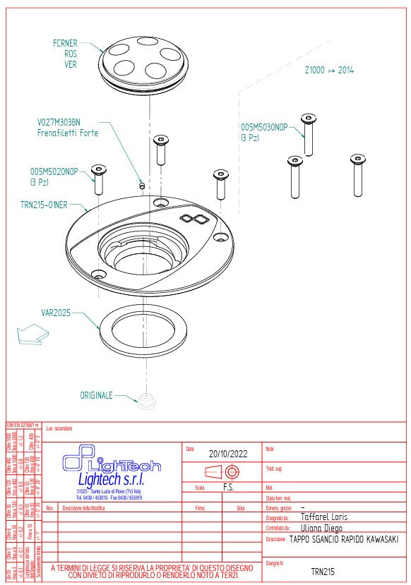 Tankdeckel Schraubverschluss LighTech Kawasaki ZX-6R/636/RR (07-18) TRN215