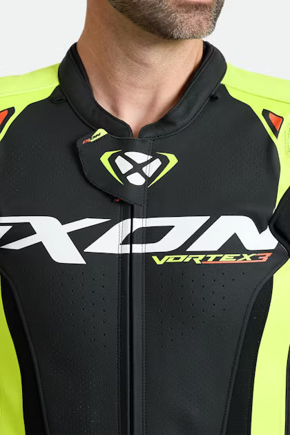 IXON Vortex 3 one-piece Leren pak – Geperforeerd racepak | Heren | Zwart/Neon Geel 