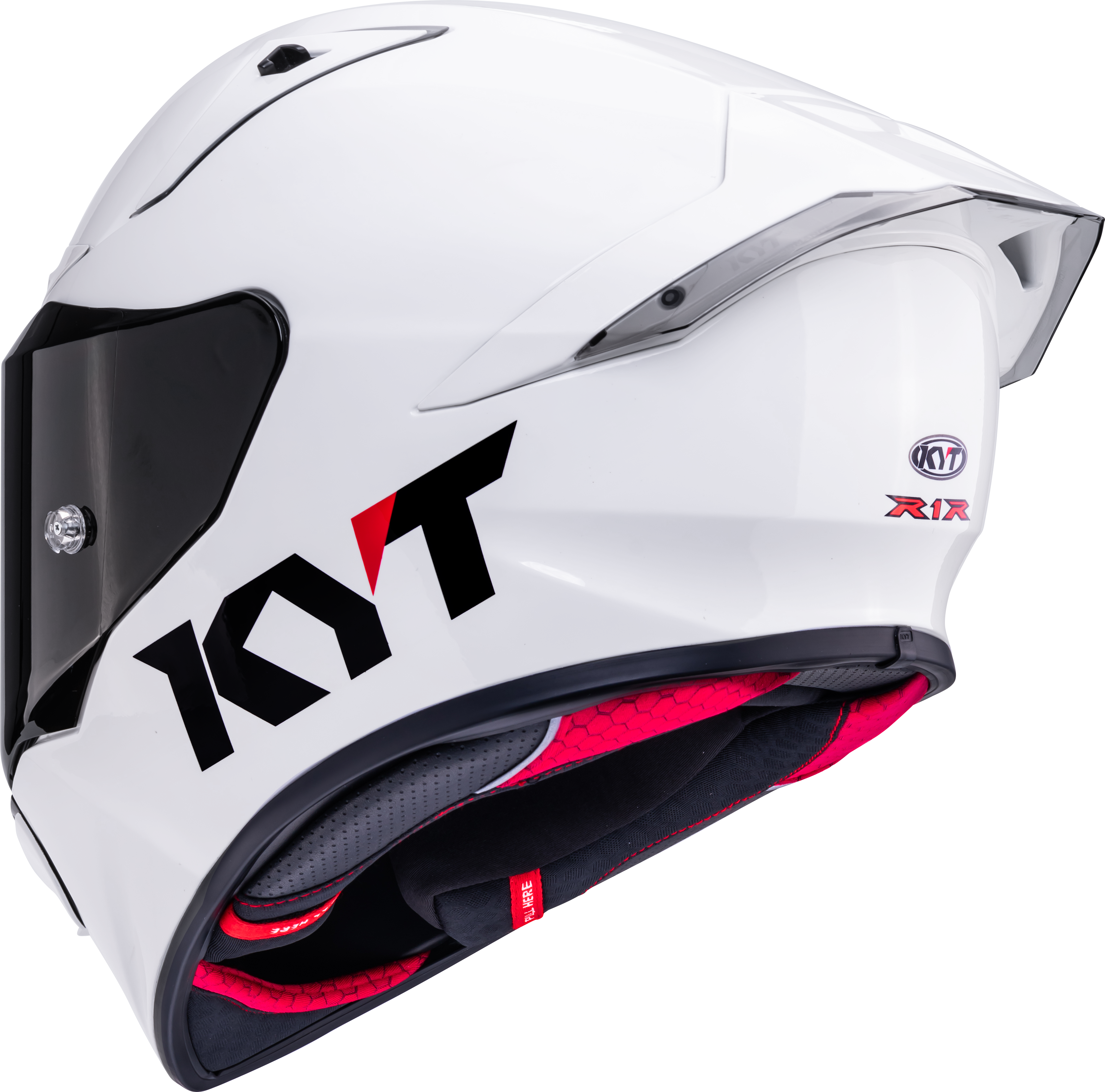 Casque de course KYT R1R Plain blanc brillant Y6R100W3 