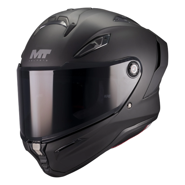 MT-Helmets KRE 2 Pure A1 Integralhelm in Schwarz matt — Dreiviertelansicht von vorn