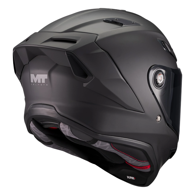 MT-Helmets KRE 2 Pure A1 Integralhelm in Schwarz matt — Dreiviertelansicht von hinten