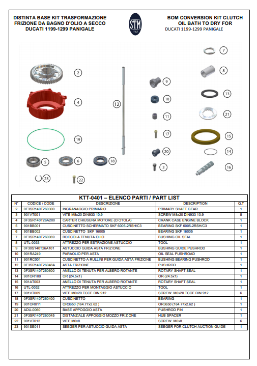 STM EVO GP Embreagem a seco Ducati Panigale 1199/1299 KTT-0500 