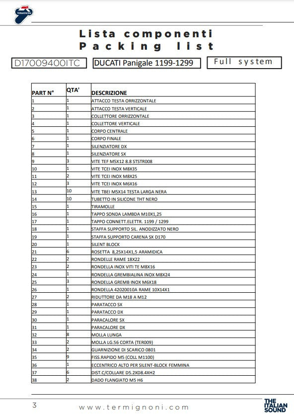 Ternignoni Complete System Force Ducati Panigale 1299/s (15-18) D17009400ITC