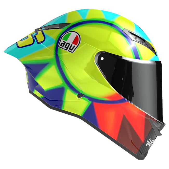 AGV Pista GP RR S Soleluna 2021 Valentino Rossi Replica Integral-Rennhelm, Seitenansicht