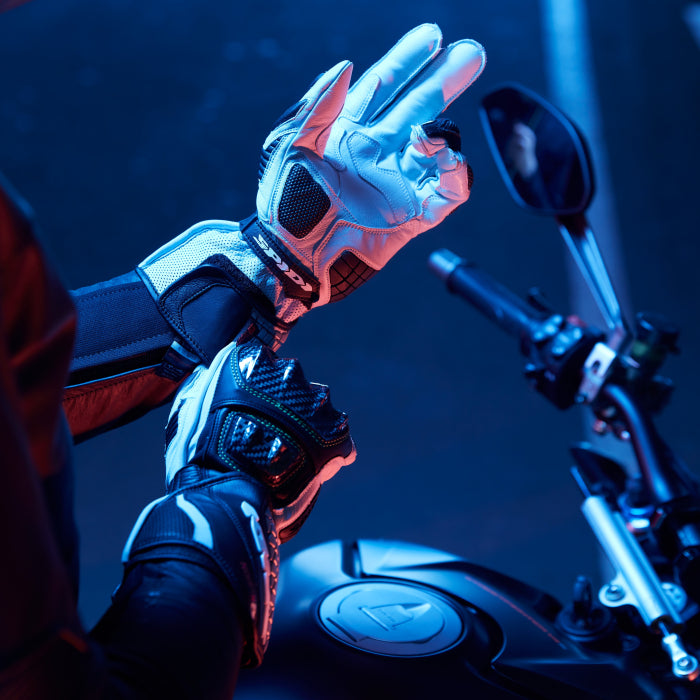 Spidi Carbo Kangaroo Racing Motorcycle Leather Gloves | Men | Black-White | A216011 